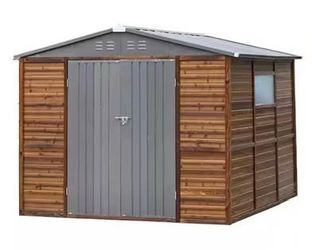 New in Box Assembly Required 8x8 FT Outdoor Tool Shed Wood-Iron Combination Storage Shed w/ Vent