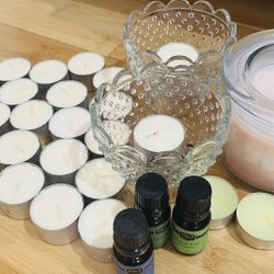 Long-Burning Tealight Candle Set with Soy Wax Jar, Glass Holders, and P&J Fragrance Oils