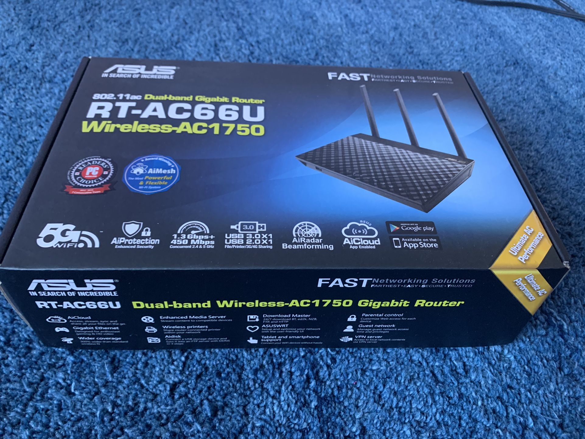 Asus Network RT-AC66U B1 802.11ac Dual-Band Wireless AC1750 Gigabit Ro