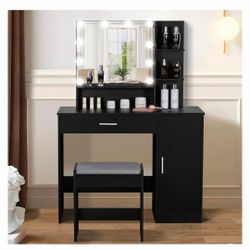 Vanity Black With stool