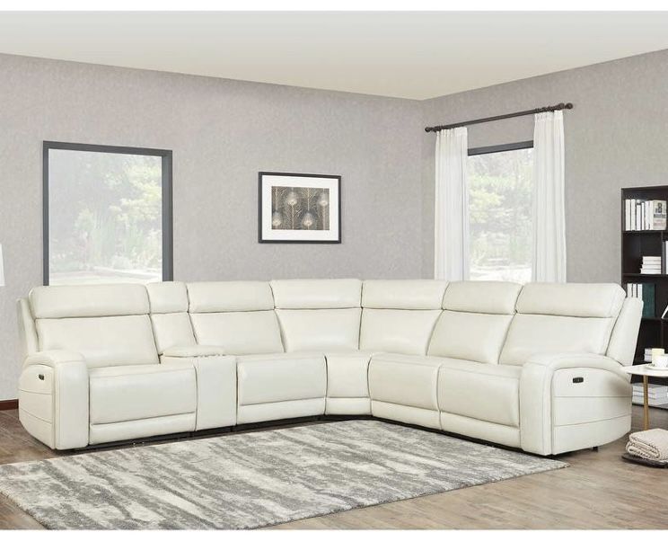 White leather sectional power recline