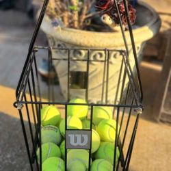 Tennis Balls With Pick Up Basket 
