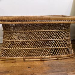 Vintage Wicker Rattan Coffee Table 