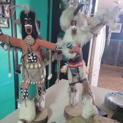 Native American  Kachina Dolls, Sacred Drum,Head Piece 