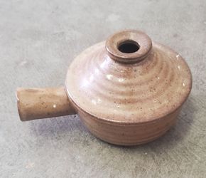 Vintage Speckled Brown Ceramic Clay Pot with Lid