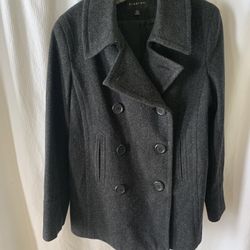 Women’s Black Pea Coat…100% Wool, Sz. L