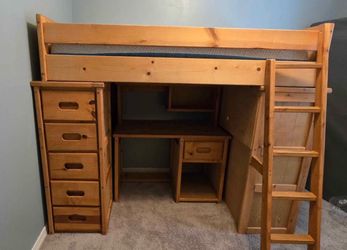Twin Bunk Bed With Drawers And Movable Desk