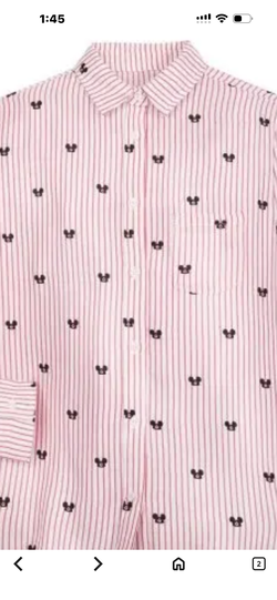 Disney Mickey Mouse red and white striped button-up shirt