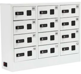 Weglae 12-Slot Cell Phone Locker,Charging Station Cabinet with Combination Lock | Phone Lock Box with Charger,3-in-1