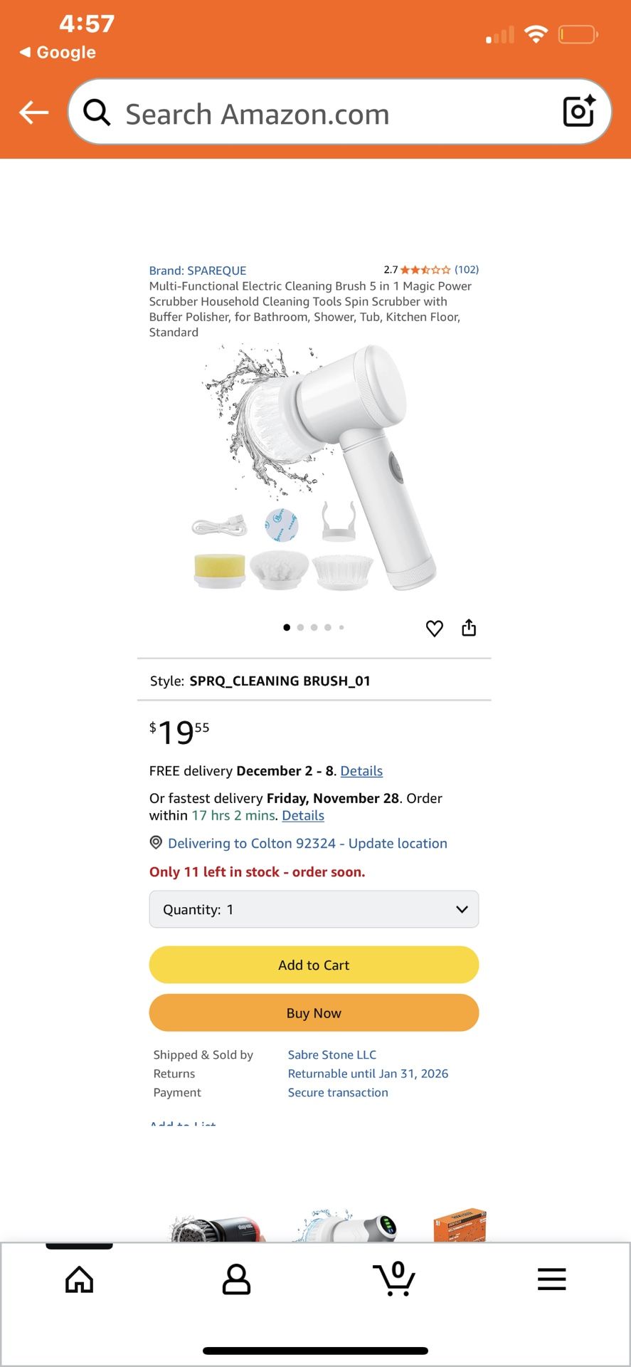 Multi-Functional Electric Cleaning Brush 5 in 1 Magic Power Scrubber Household Cleaning Tools Spin Scrubber with Buffer Polisher, for Bathroom, Shower