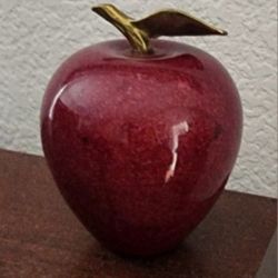 Apple Paperweight With Gold Stem
