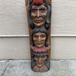 Totem Pole Wood Carved 40”x 12 52 Pounds Art 
