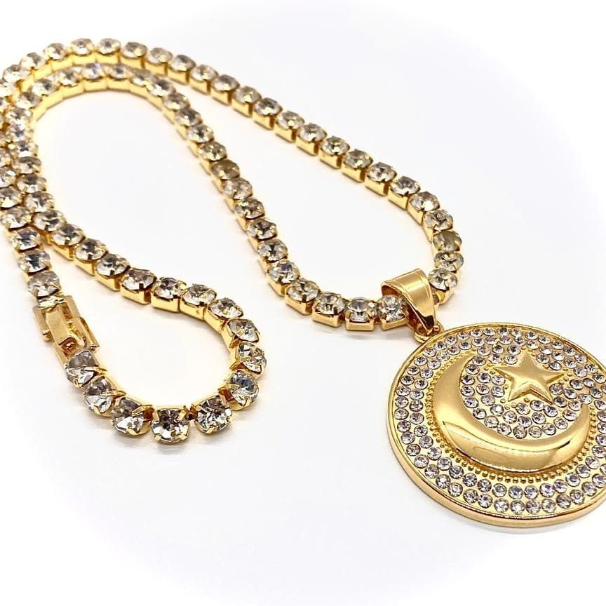 Tennis Chain with 18k Gold Plated Stainless Steel Pendant