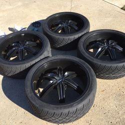 Helo Vehicle Rims and Nitto new tires, custom, 24” black, like new