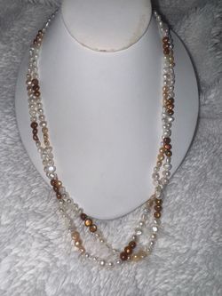 Vintage Stunning Multi Colored Natural Freshwater Pearl Necklace, 30"