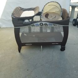 Baby Playpen With Bassinet And Changing Station Included
