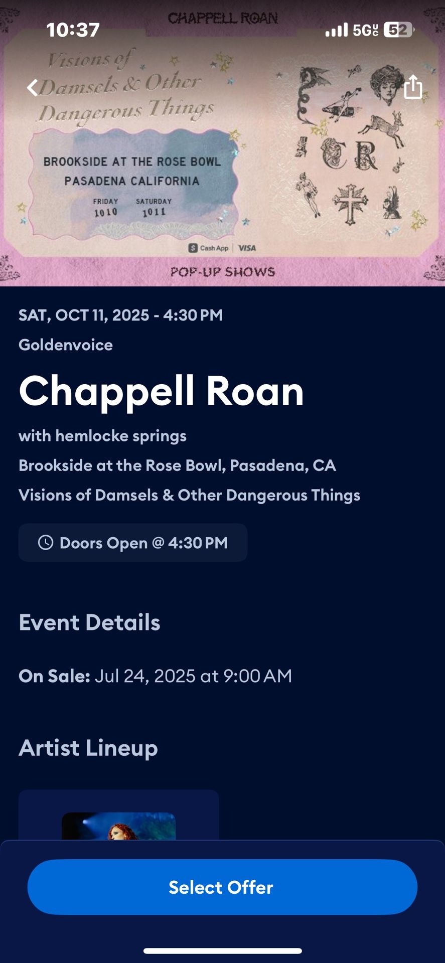 Chappell Roan Ticket 10/11