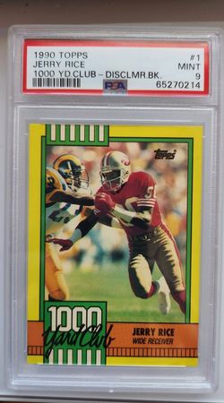 Jerry Rice 1990 Topps #1 - 1000 Yard Club W/Disclaimer On The Back PSA 9