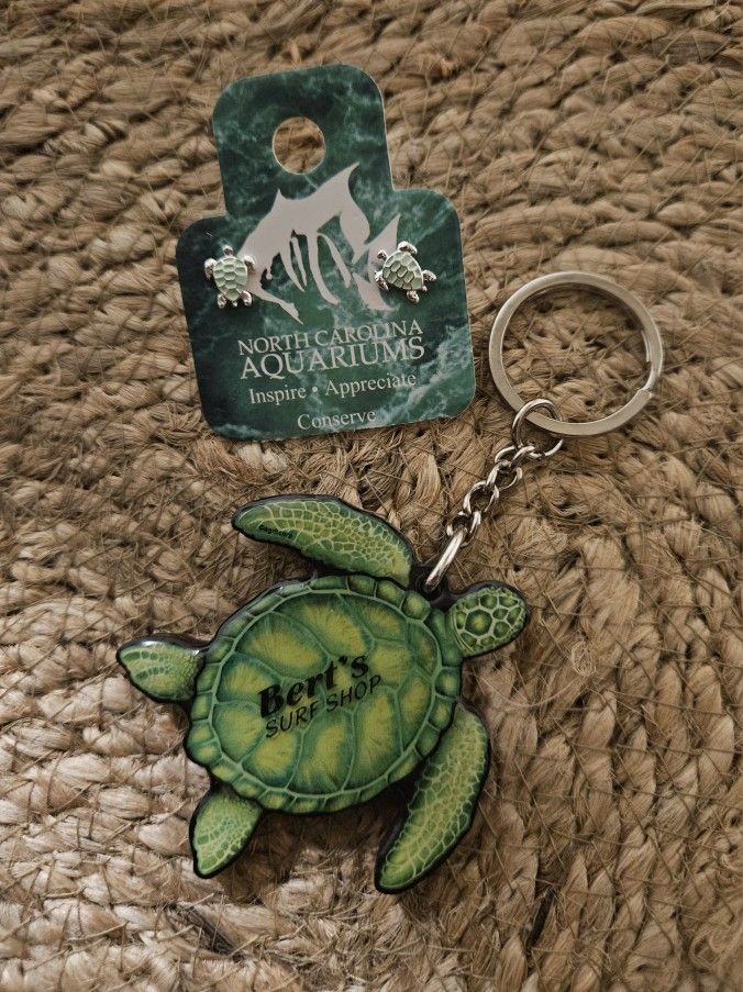 Sea Turtle Earrings & Keychain