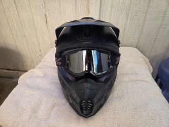 Matte Black Motocross Helmet with Goggles XL