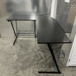 Black L-Shaped Desk Wood Top