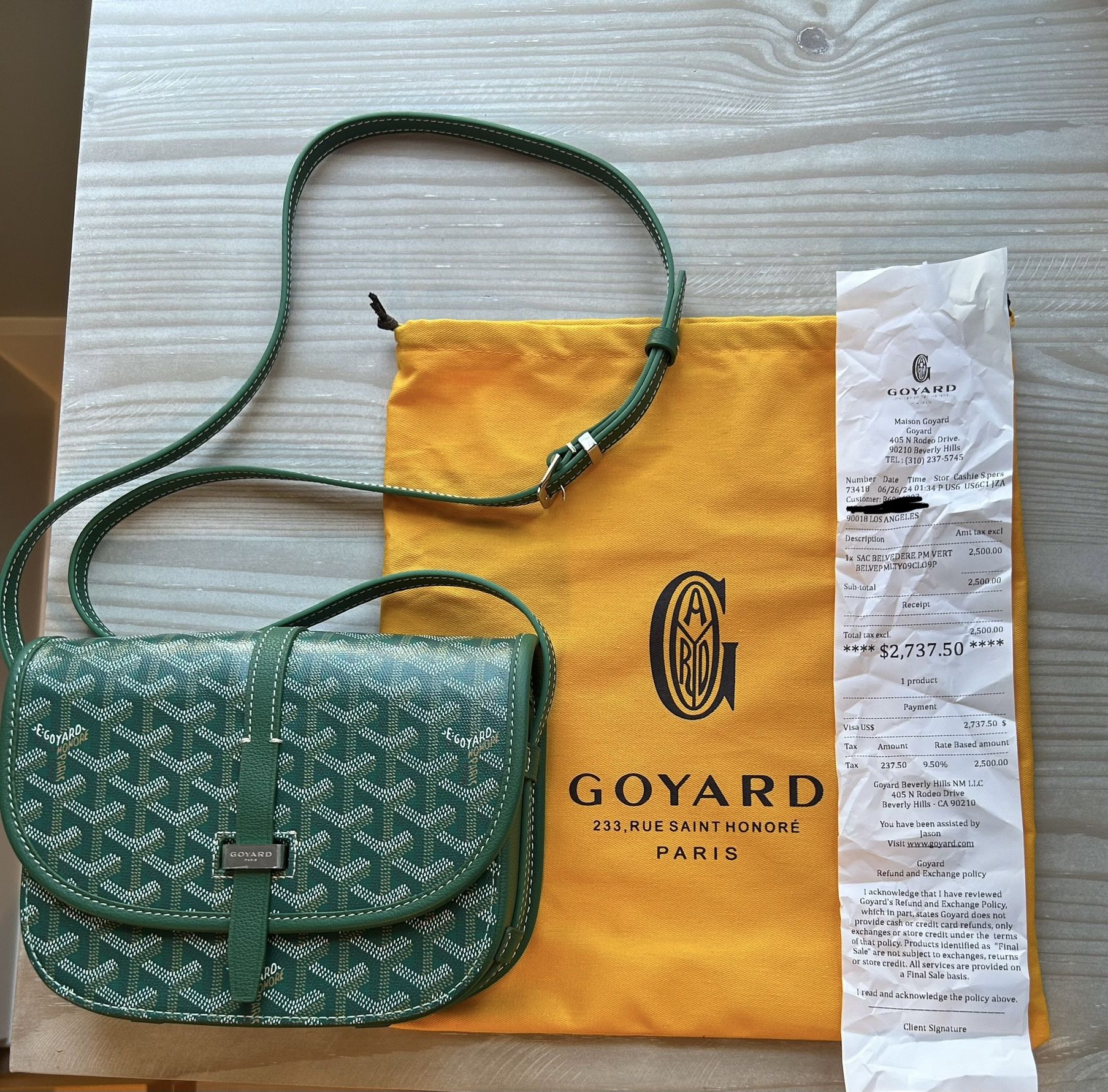 Goyard Belvedere PM Green With Receipt