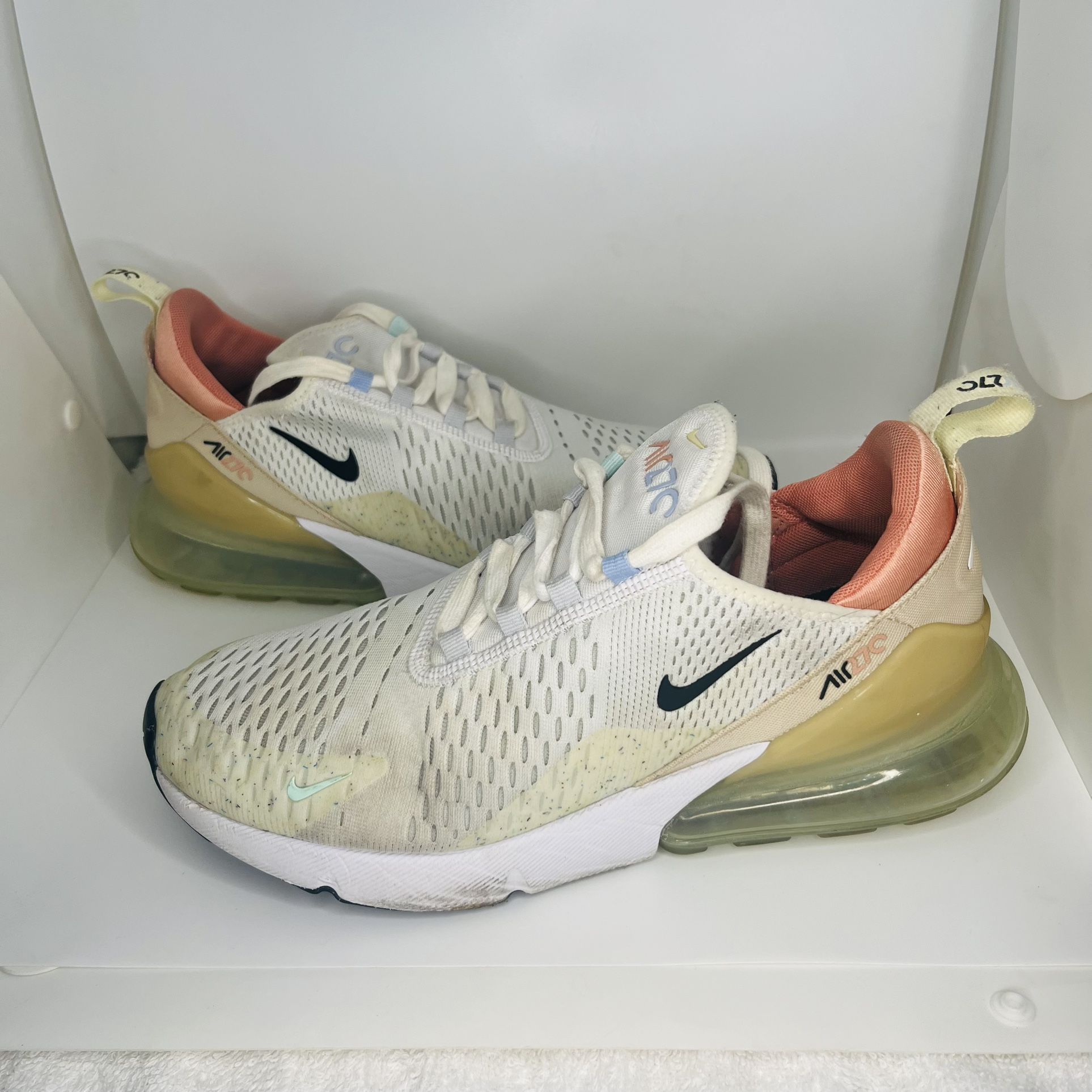Nike Air Max 270 White Sanddrift Men's Sneakers Shoes Black