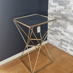 Modern Mirror End Table Gold NEW