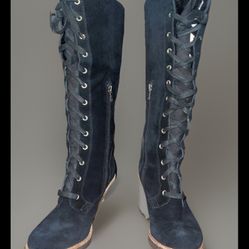 UGG Suede & Sheepskin Knee High Lace up Boots SZ 7