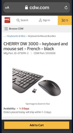 Cherry Wireless Keyboard & Mouse For Sale. 