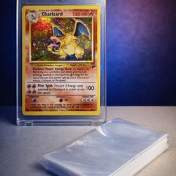 Base Set 1995 Holo Charizard Comes With Hard Protector And 100 Pack Of Soft Sleeves