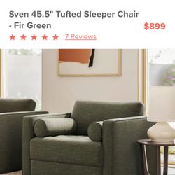 Article, Sven 45.5" Sleeper Chair-Fir Green NEW
