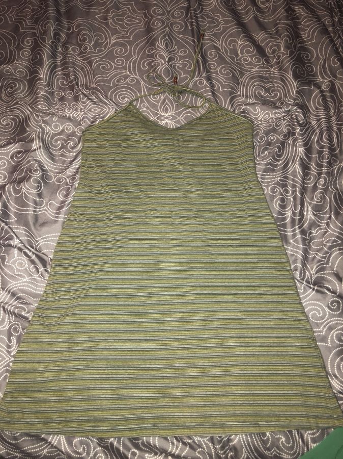 Striped olive green dress
