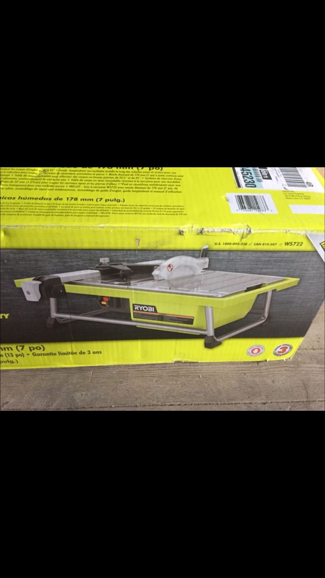 Ryobi 7" tabletop tile saw (like new)