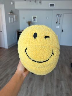 Yellow Smiley Face Sherpa Stuffed Toy