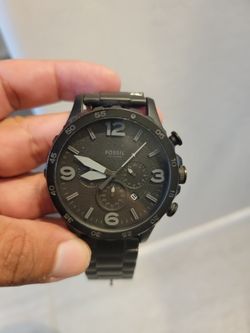 Fossil Nate Chronograph Black Stainless Steel Watch