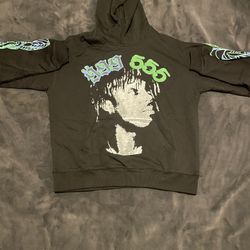 Black And Green Juice Wrld Spider Hoodie Size L