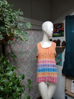 Unisex Neon Beachwear Puerto Vallarta Mexico Tie Dye Tank Top, No Size Tags (L?)