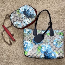 Real Gucci Vintage Print Cross Body Purse & Carry Purse