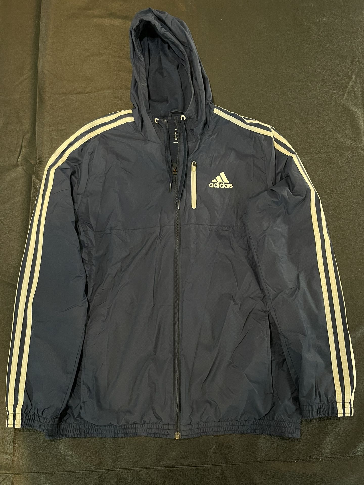 ADIDAS BLUE WINDBREAKER W/ HOODIE