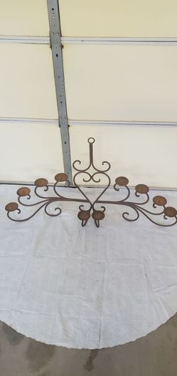Vintage Rustic mexican wrought iron wall candelabra  holds ten candles home decor