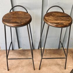 Wood/metal Stools- Refinished 
