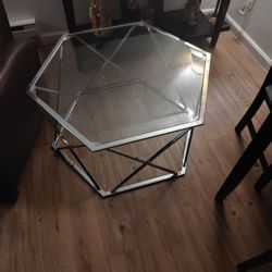 octogyn all chrome glass table