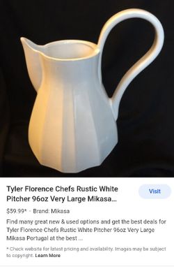 Tyler Florence Rustic White Mikasa Pitcher