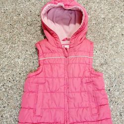 Pink Puffer Vest Hoddie Fleece Lining Toddler 2T