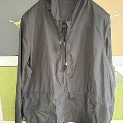 Men’s Black Hooded Windbreaker Jacket XL | Zipper Works Perfectly