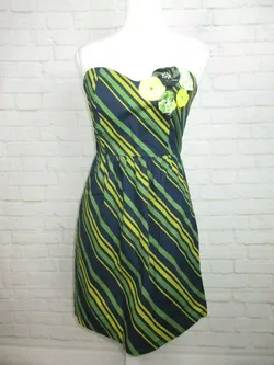 vintage Judith March XS Blue Green Strapless A-Line Sweetheart Dress