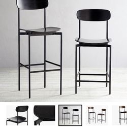 Pottery Barn 30” Black Modern Barstools