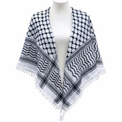 Keffiyeh Scarf Black and White with Tassels