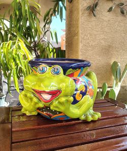 Talavera Ceramic Frog Planter